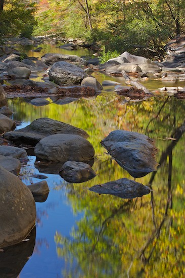 Abstract;Abstractions;Autumn;Boulder;Brook;Chatsworth;Chattahoochee National Forest;Creek;Fall;Foliage;Geological;Geology;Georgia;Holly Creek;Holly Creek Preserve;Leaf;Leafy;Leaves;Patterns;Reflection;Reflections;Rivulet;Rock;Rock Formations;Rocks;Shapes;Stone;Stones;Stream;Streamlet;Striation;Textures