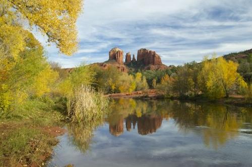 Mountain Top;Rock Face;Mountain;Arizona;River Bed;Geological;Geology;Reflections;Summit;Cliff;Boulder;Stream;Crag;River;Brook;Rock Formations;Riverbed;Creek;White;Bluff;Red;Reflection;Stones;Rock;waterway;Stone;Fall;Precipice;Mountains;Pinnacle;Escarpment;Sedona;Ledge;Cathedral Rock;Rocks;Green;Blue;Range;Peak;Gold;Autumn;Orange;Rivers;Striation;Yellow;Mountainous;Brown;Water