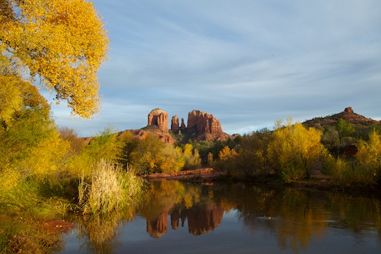 Arizona;Cliff;Fall Scenes;Reflection;Reflections;River;Rocks;Sedona;Trees