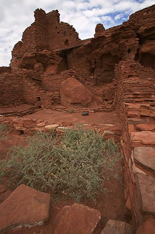 Architecture;Indian;Native American;Plants;Ruins;Arizona;Rock;Clouds