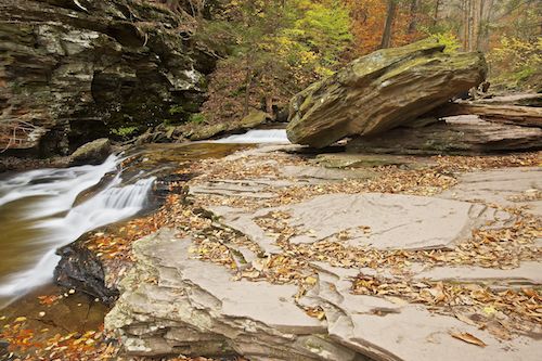 Rocky;Tree;Landscape;Rock;Waterfall;waterfall;Woods;Falls;Stone;Boulders;Woodland;Rocks;Waterfalls;West Virginia;Brown;Streaming;Woodlands;Sandstone Falls;Ricketts Glenn State Park;Autumn;Trees;Cascade;Cascading;Water;Pouring;Pennsylvania;Chute;Stones;Rock Formations;Fall;Forest;Stream