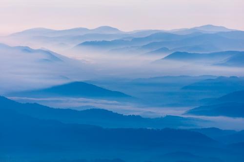 Blue;Calm;Clingman's Dome;Cloud;Clouds;Fog;Great Smoky Mountains;Great Smoky Mountains National Park;Healing;Health care;Healthcare;Minimalism;Mountain;Mountain Side;Mountain Top;Mountainous;Nature;Pastoral;Tennessee;United States;foggy;haze;hillside;landscape;mist;misty;oneness;oriental;peaceful;restful;serene;sky;soothing;tranquil;zen