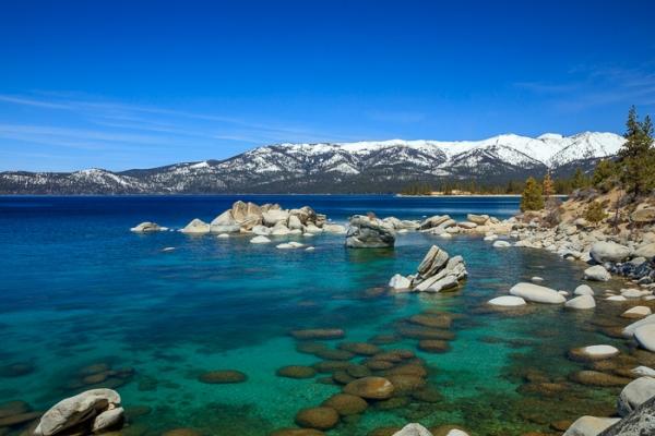 Aqua;Blue;Boulder;Boulders;Branches;Brown;California;Calm;Concepts;Cool Colors;Cool Palette;Cool Tones;Forest;Forested;Geology;Green;Greens;Healing;Health care;Healthcare;Lake Tahoe;Minimalism;Mirror;Mountain;Mountain Side;Mountain Top;Mountainous;Nature;Nevada;Oneness;Pastoral;Pebbles;Rock;Rock formations;Rocks;Rocky;Stone;Stones;Sunlight;Sunshine;Tan;Timber;Timberland;Tree;United States;Water;Waterscape;Wood;Woodland;Woods;color;lake;landscape;limbs;peaceful;plants;reflection;reflections;restful;serene;soothing;sunlit;tranquil;tree;tree limbs;trees;zen