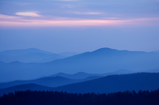 Blue;Boulder;Cliff;Great Smoky Mountains National Park;High;Ledge;Mountain;Mountain Top;Nature;Peak;Pink;Power;Powerful;Precipice;Rock Formations;Rocks;Scenic View;Scenics;Summit;Sunset;Tennessee;Vertical
