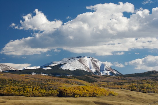 Autumn;Bark;Branch;Branches;Bush;Cloud;Cloud Formation;Clouds;Colorado;Fall;Leafy;Mountain;Mountain Top;Mountainous;Mountains;Peak;Pinnacle;Plant;Precipice;Range;Seasons;Silver Thread Scenic Byway;Sky;Snow;South Fork;Summit;Tree Trunk;Trees;Trunk;Weather;Woodland