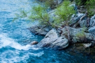 Blue;Boulder;Boulders;Branches;Green;Leaves;Obed-Wild-and-Scenic-Riverway;Onenes