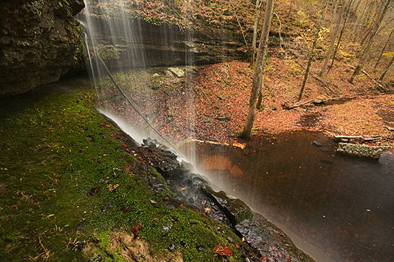 Waterfall;Water;Rock Formations;Rocks;Forest;Flowing;Fall Scenes;Leaves;Leaf