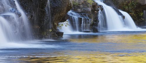 Falls;Stones;Green;Waterfall;Cascade;Boulder;West Virginia;Rocky;Gold;Chute;Rock;Reflection;White;Streaming;Panoramic;Blue;Brown;Reflections;Water;Waterfalls;Sandstone Falls;Pouring;Cascading;Rocks